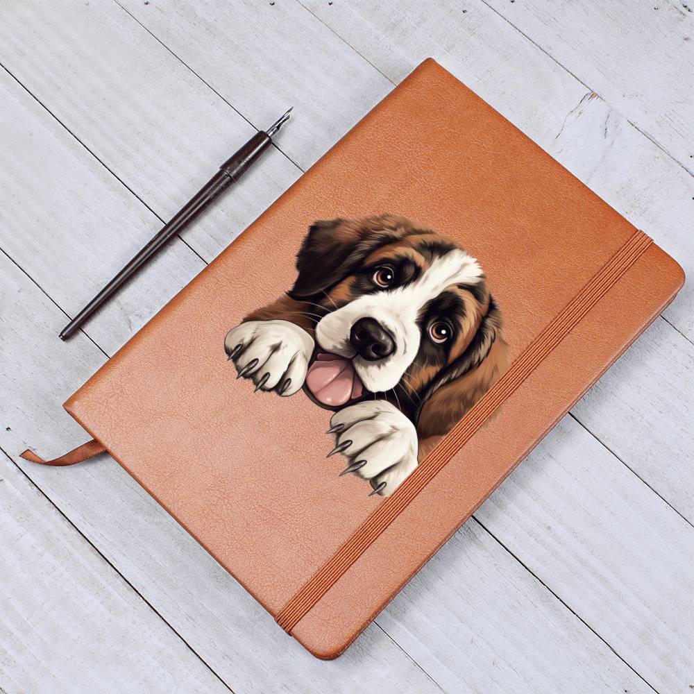 St. Bernard Peeking - Vegan Leather Journal