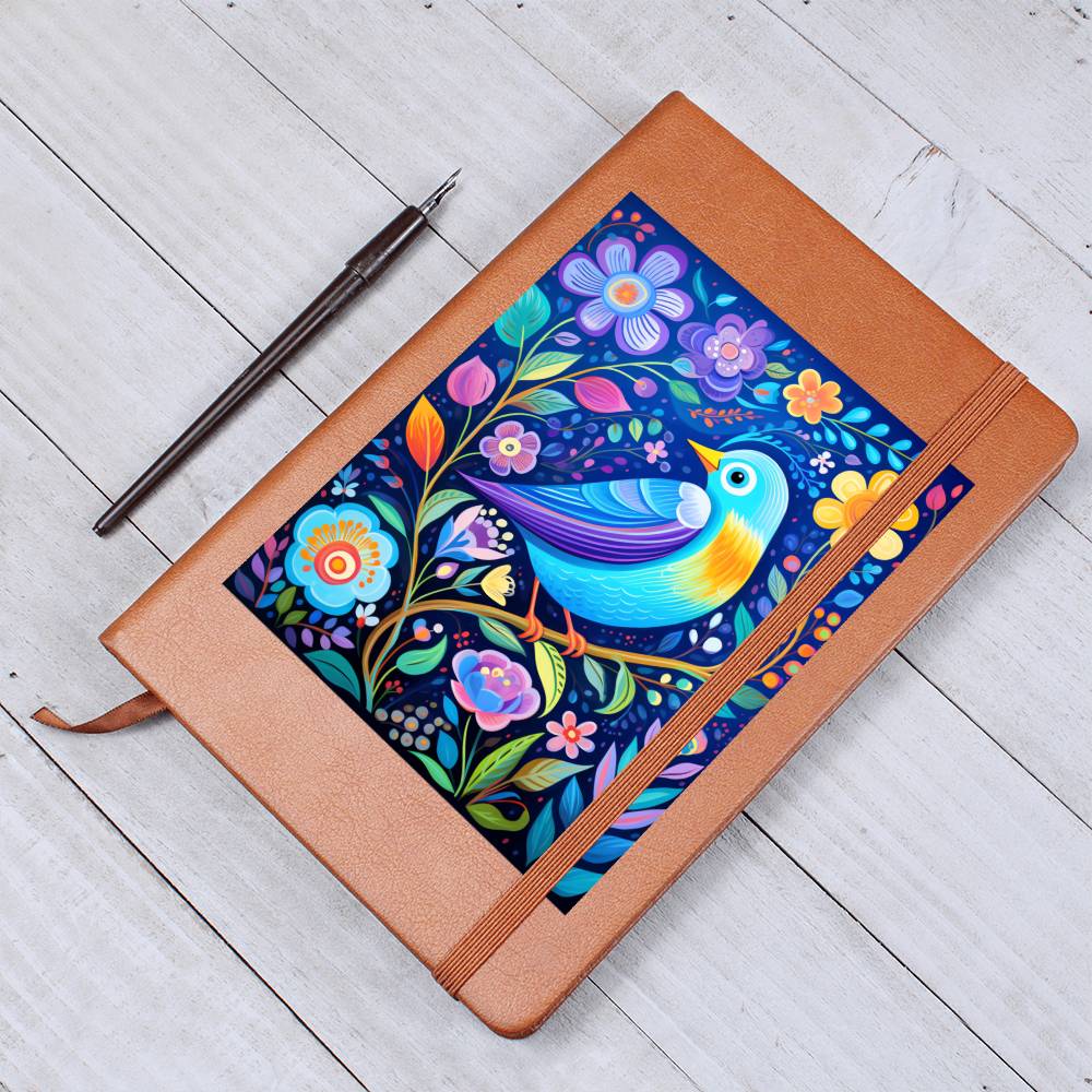 Birds And Floral Design 182 - Vegan Leather Journal