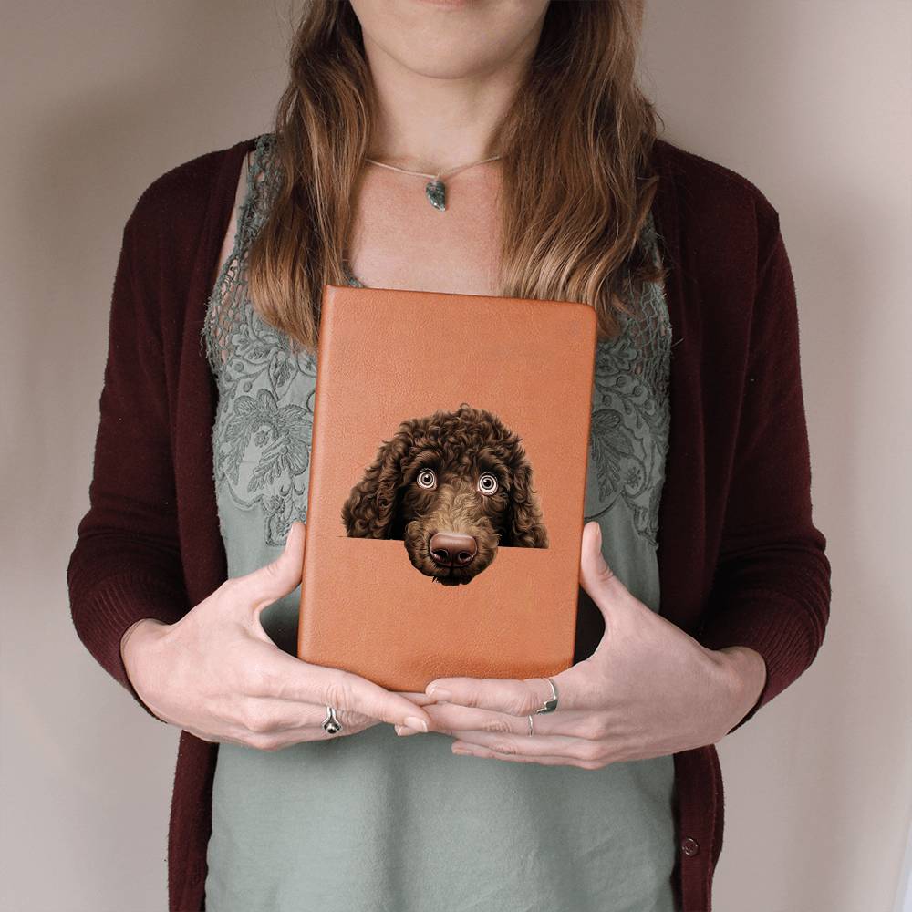 Irish Water Spaniel Peeking - Vegan Leather Journal