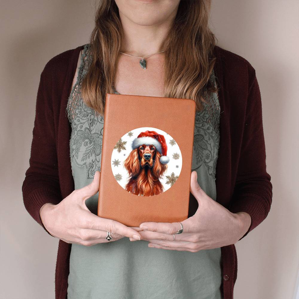 Christmas Dog - Irish Setter - Vegan Leather Journal