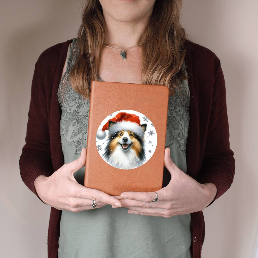 Christmas Dog - Icelandic Sheepdog - Vegan Leather Journal