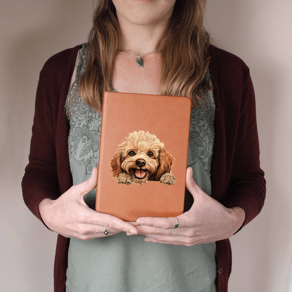 Toy Poodle Peeking - Vegan Leather Journal