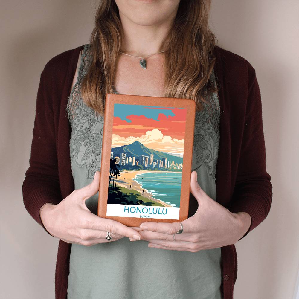 Famous Travel Destinations - Honolulu, Hawaii - Vegan Leather Journal