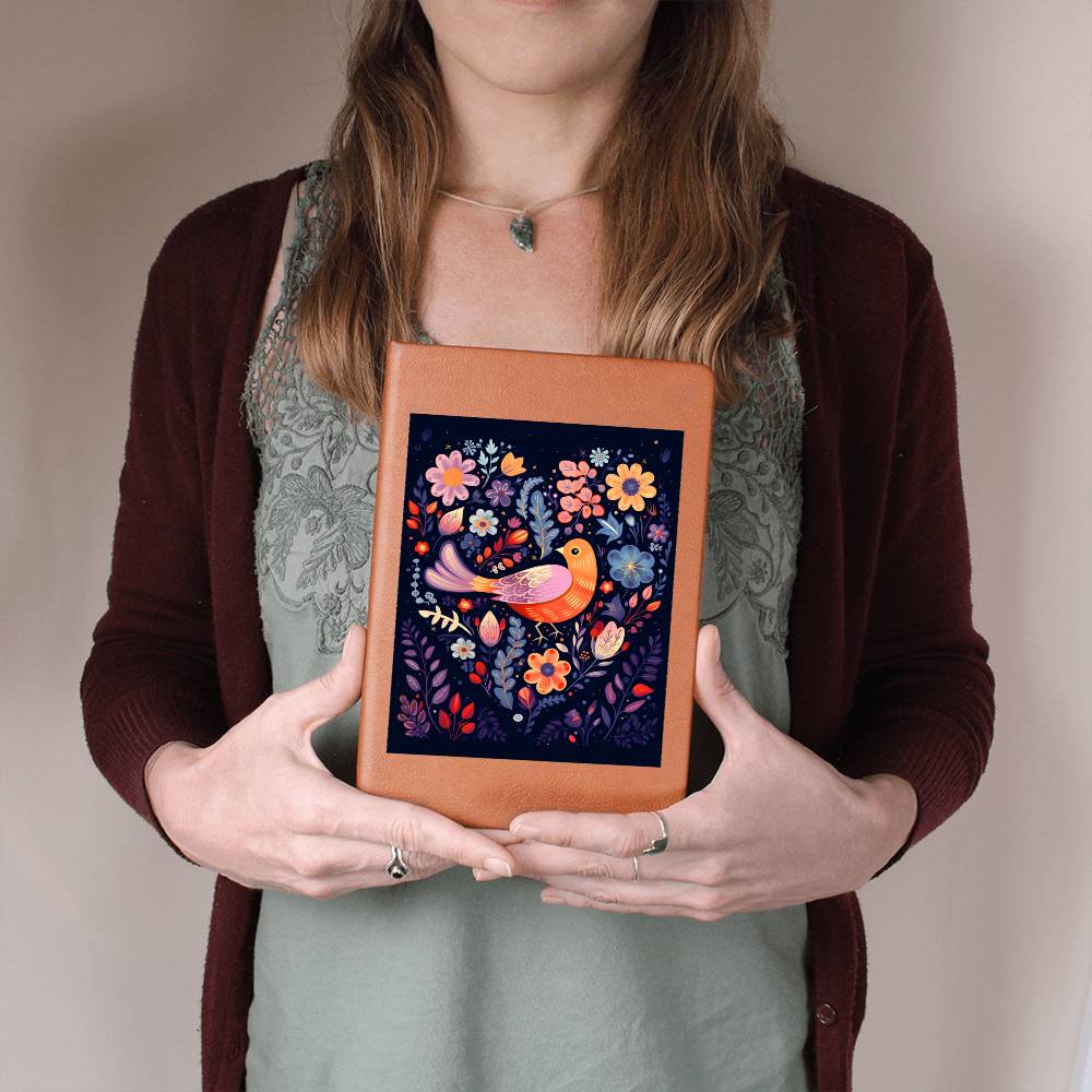 Birds And Floral Design 115 - Vegan Leather Journal