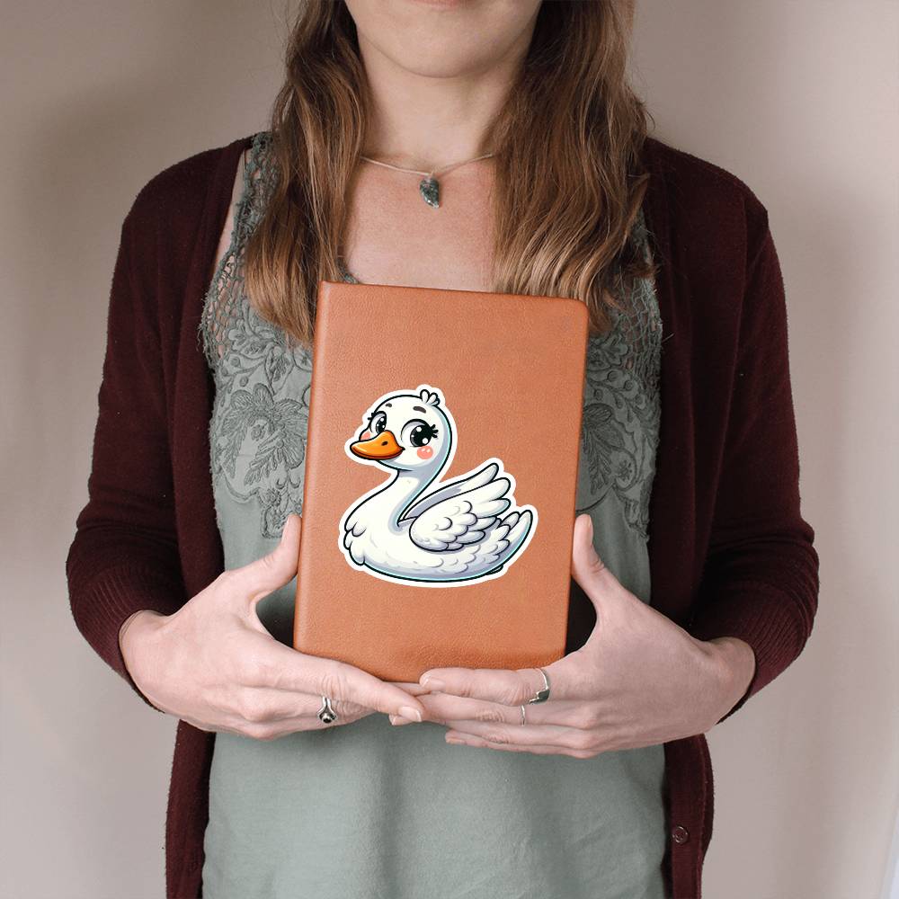 Cute Swan sticker 185 - Vegan Leather Journal