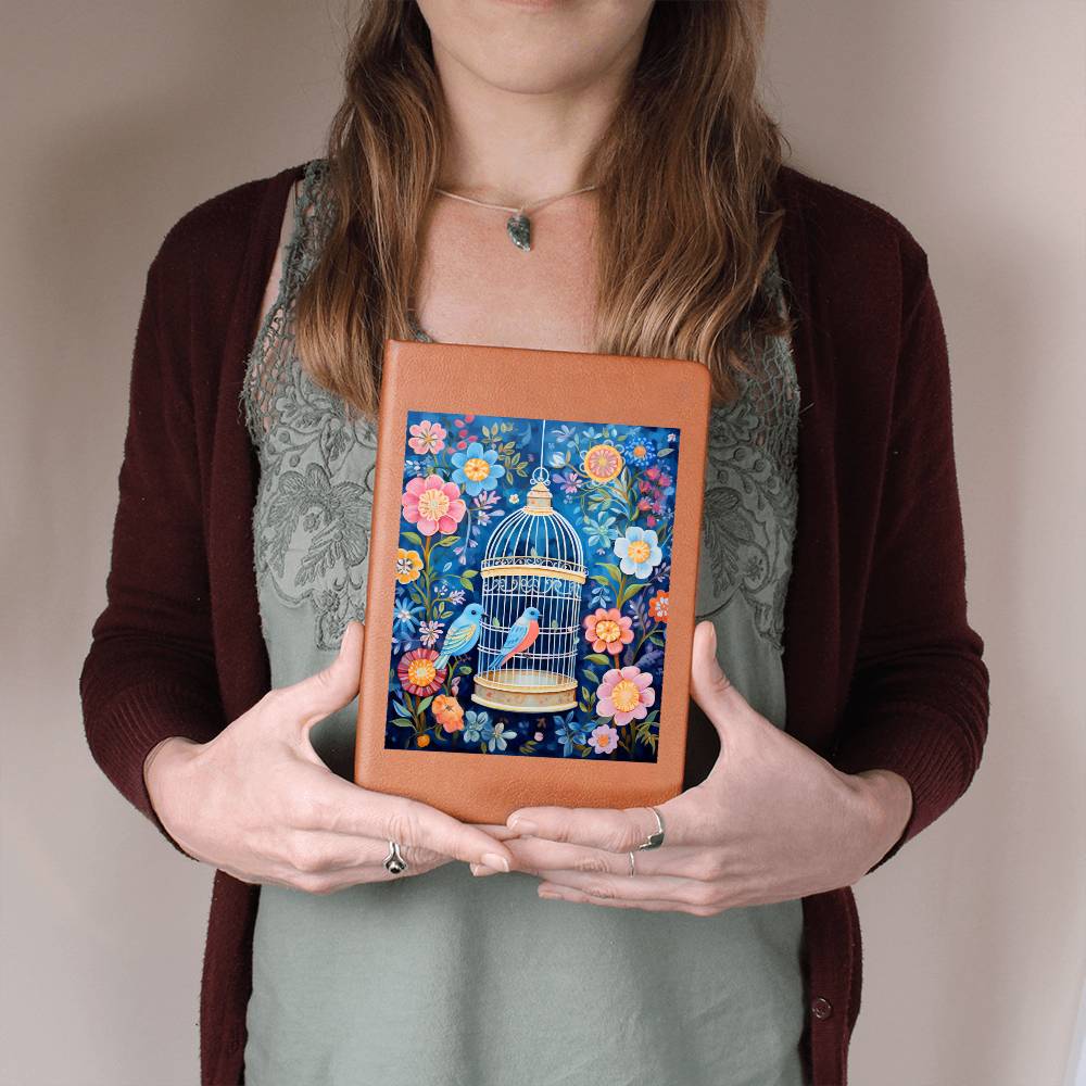 Birds And Floral Design 176 - Vegan Leather Journal