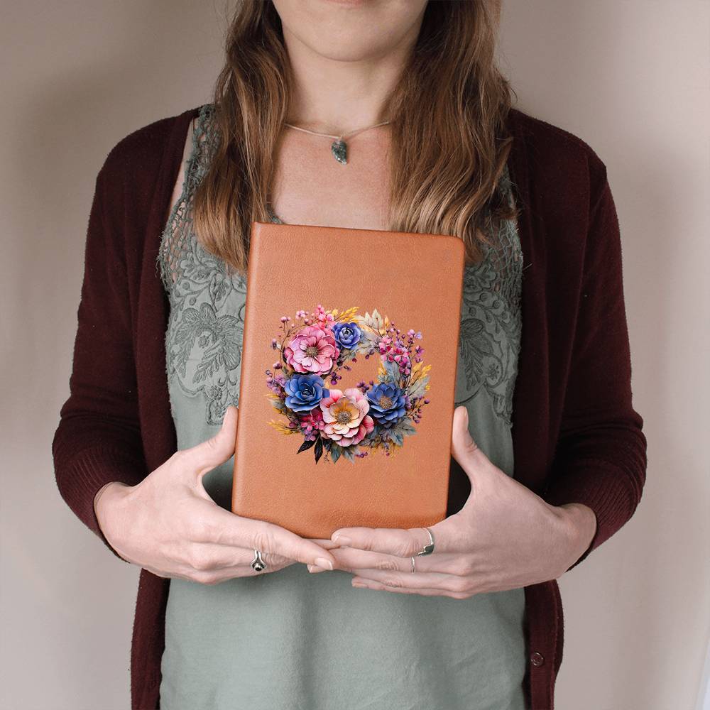 Floral Flower Wreath 029 - Vegan Leather Journal