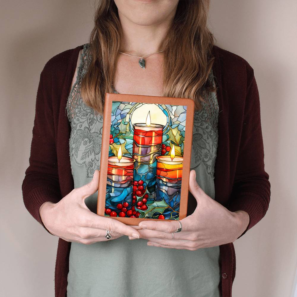 Christmas Stained Glass Design 026 - Vegan Leather Journal