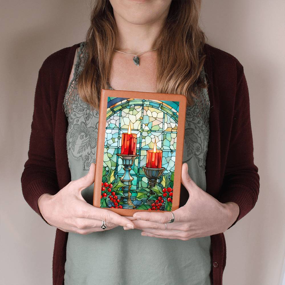 Christmas Stained Glass Design 016 - Vegan Leather Journal