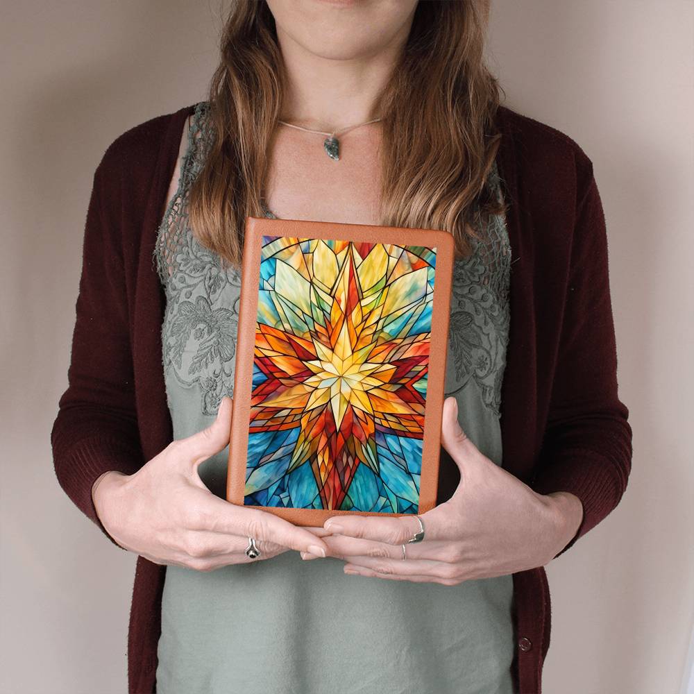 Christmas Stained Glass Design 014 - Vegan Leather Journal