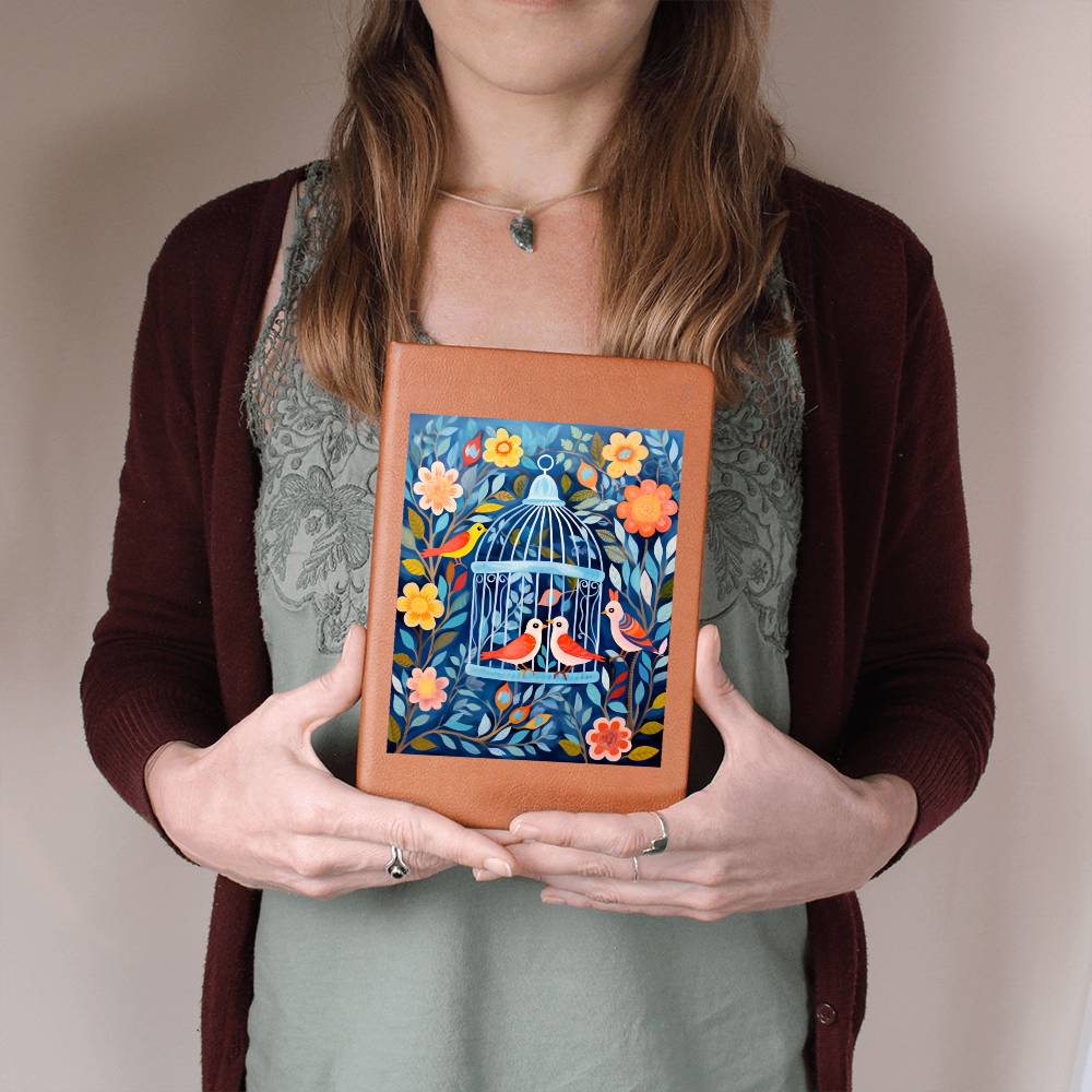 Birds And Floral Design 175 - Vegan Leather Journal