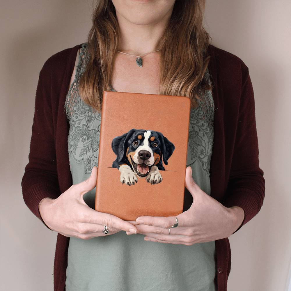 Greater Swiss Mountain Dog Peeking - Vegan Leather Journal