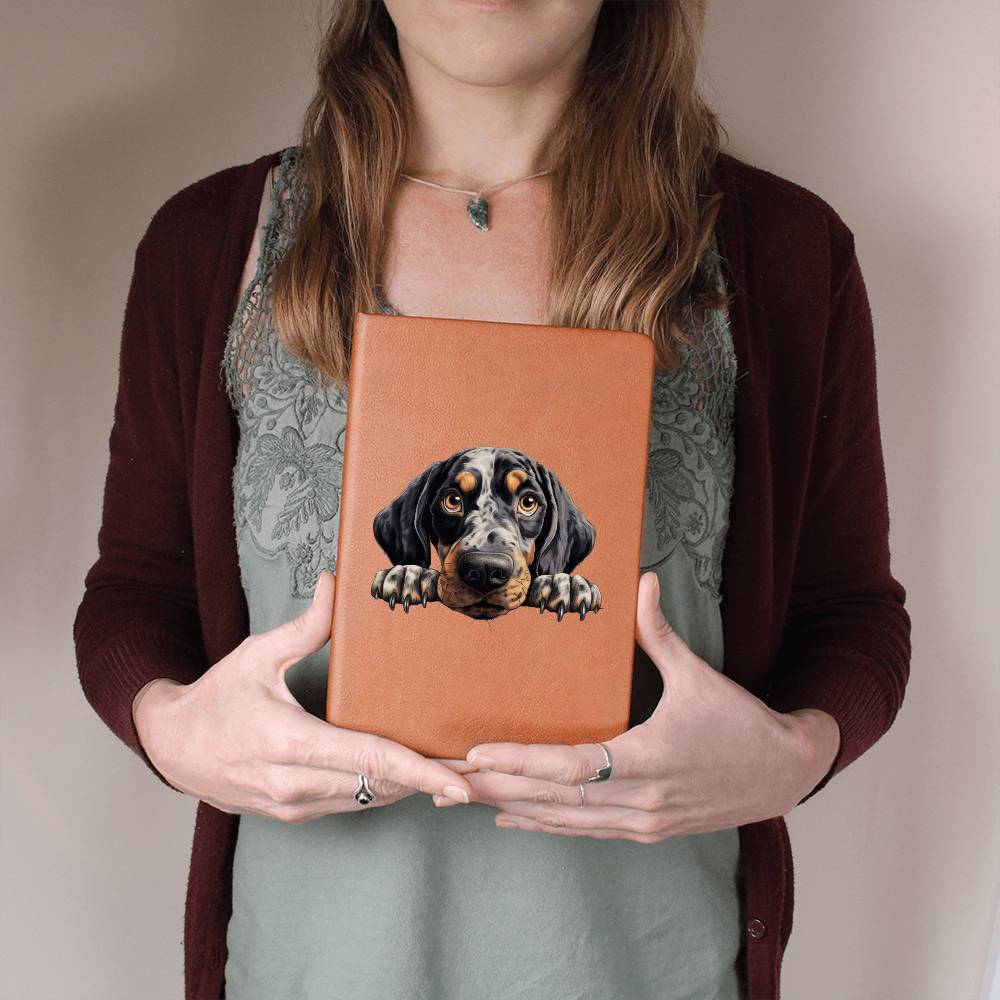 Bluetick Coonhound Peeking - Vegan Leather Journal
