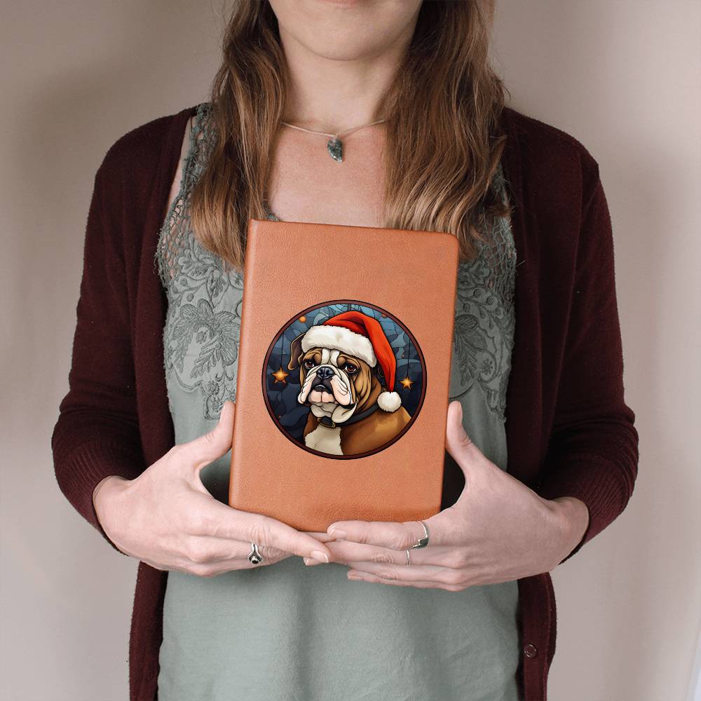 Dog Stained Glass Christmas Design 020 - Vegan Leather Journal