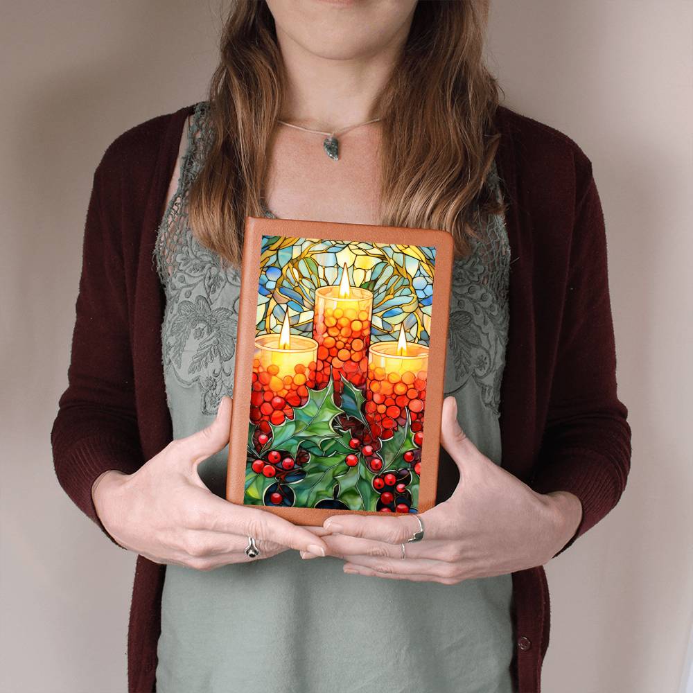 Christmas Stained Glass Design 022 - Vegan Leather Journal