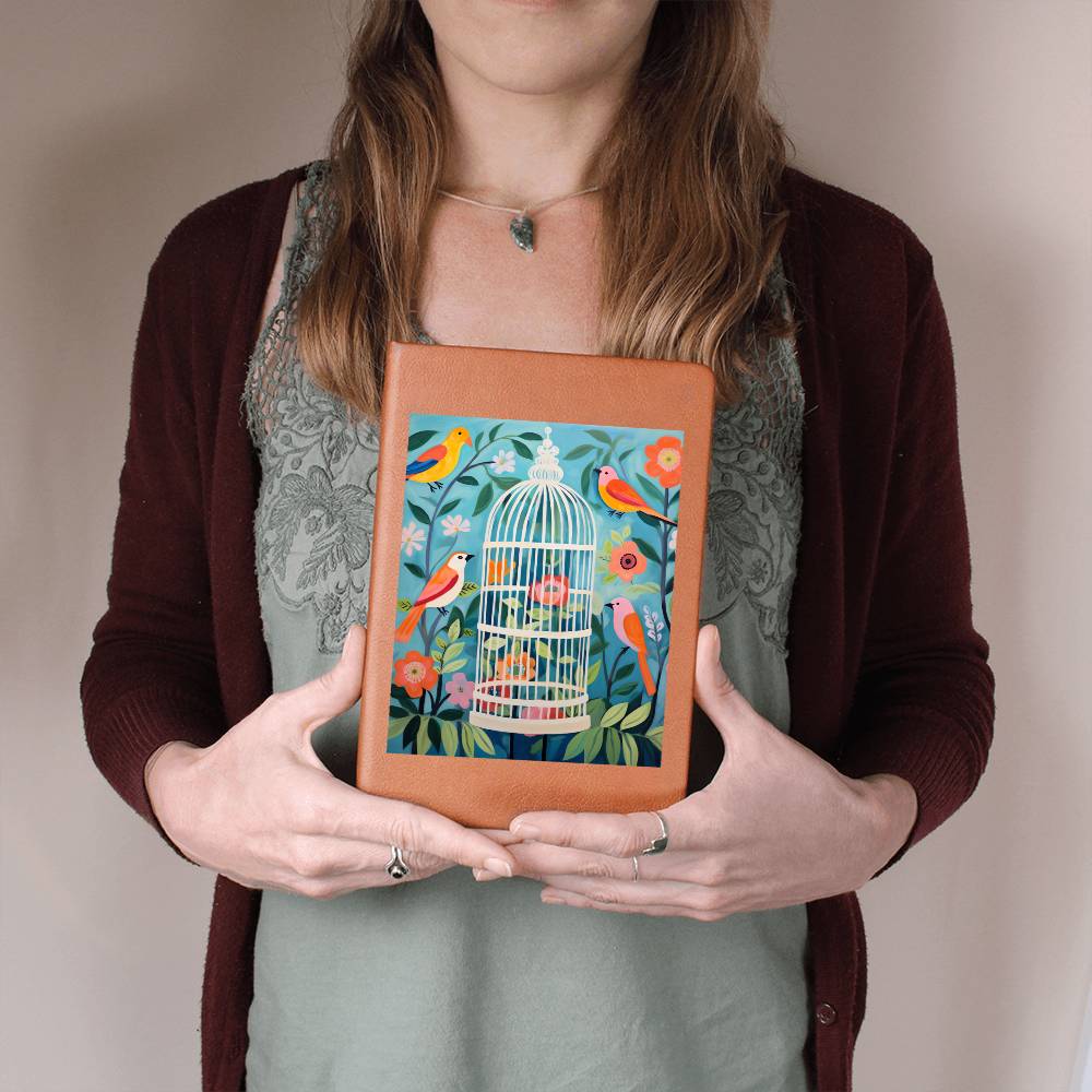 Birds And Floral Design 174 - Vegan Leather Journal