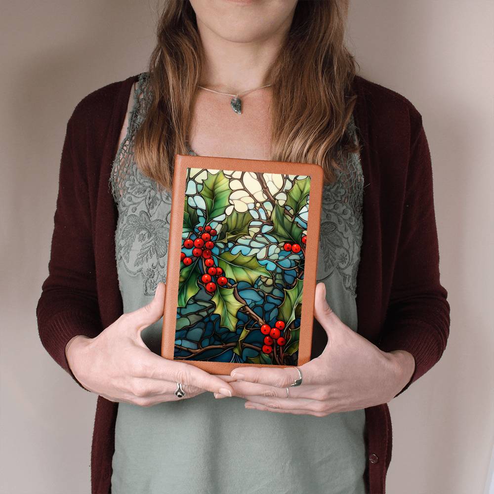 Christmas Stained Glass Design 035 - Vegan Leather Journal