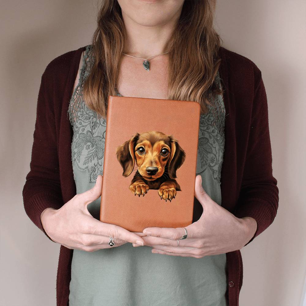 Dachshund Peeking - Vegan Leather Journal