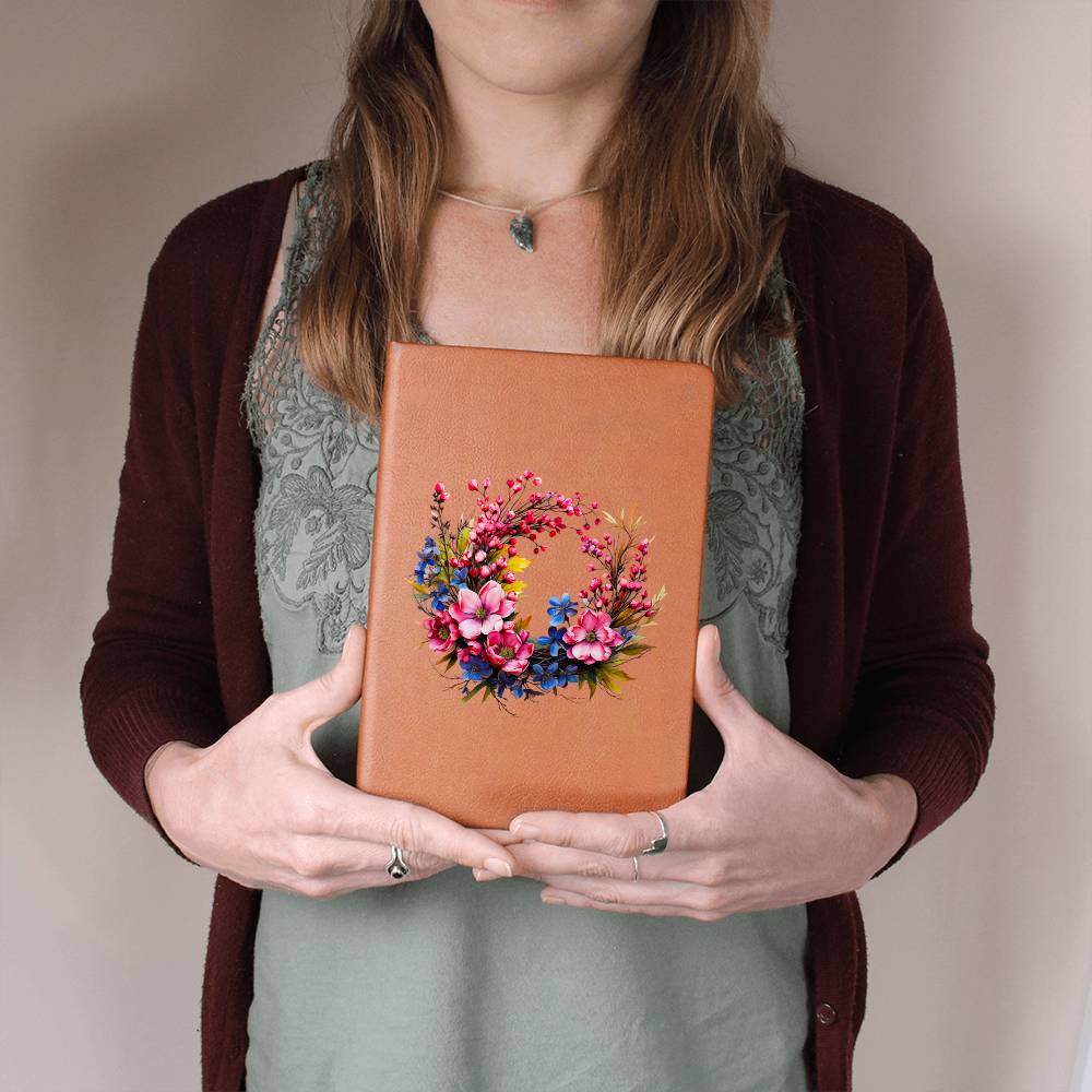 Floral Flower Wreath 104 - Vegan Leather Journal