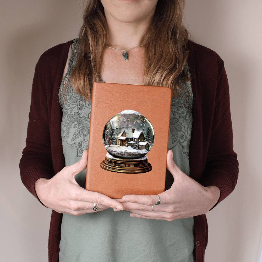 Watercolor Christmas Snow Globe 022 - Vegan Leather Journal