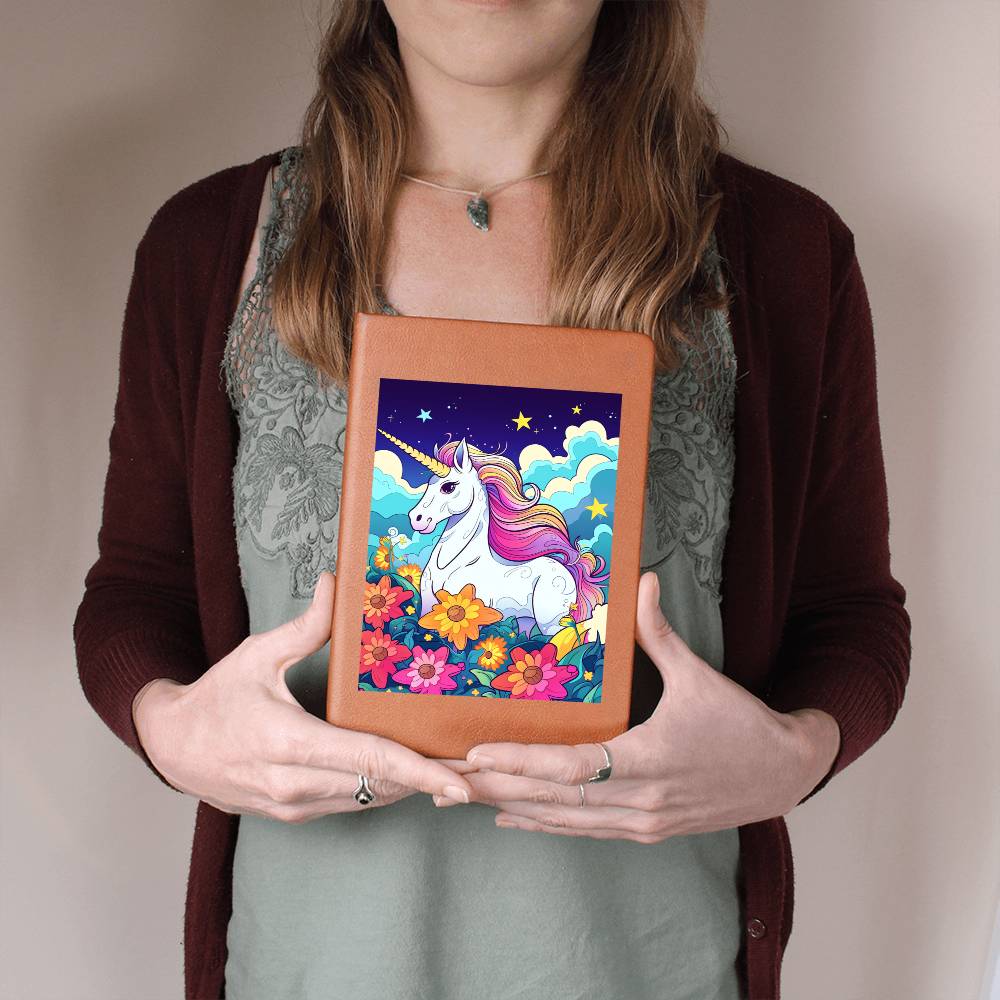 Cute Unicorn 123 - Vegan Leather Journal