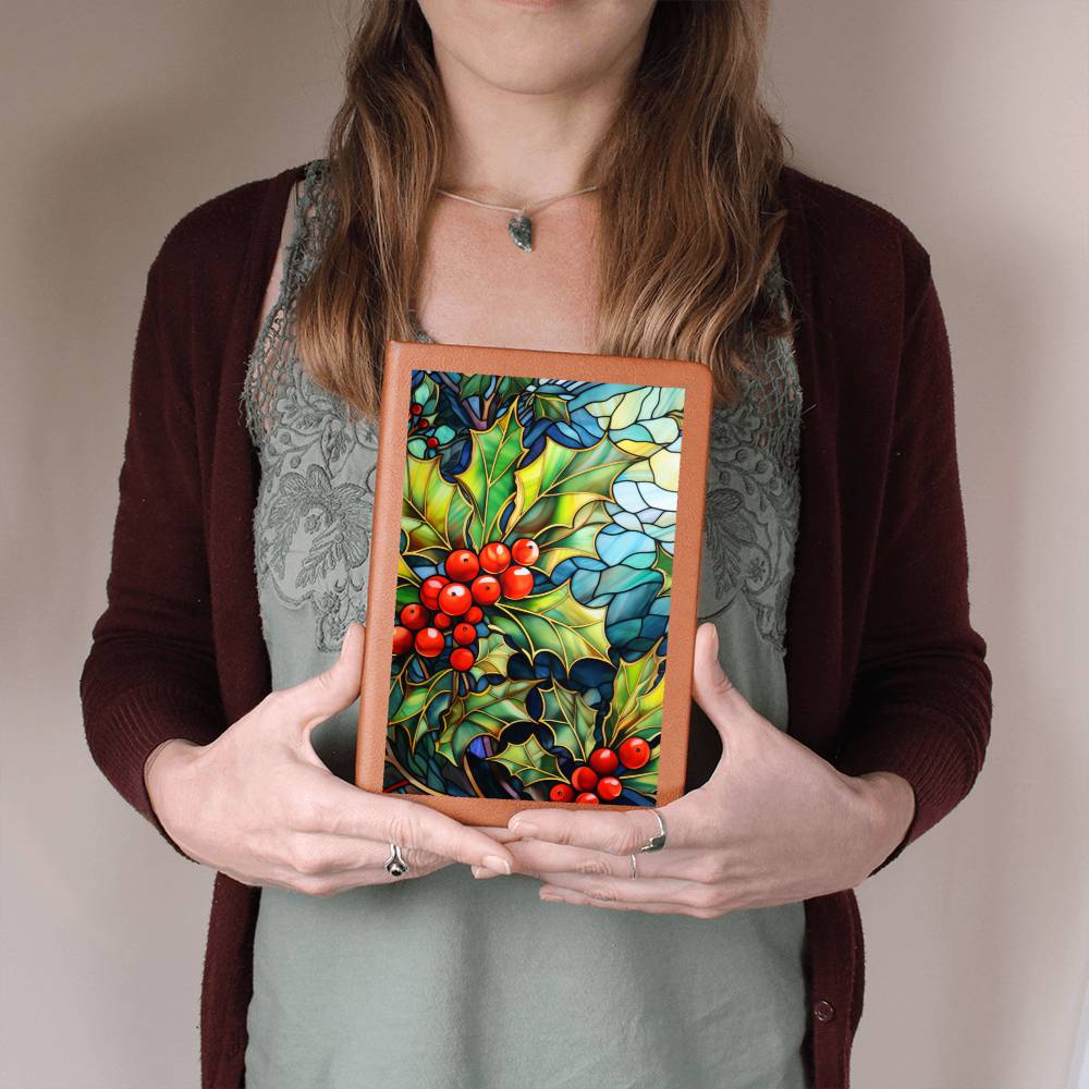 Christmas Stained Glass Design 019 - Vegan Leather Journal
