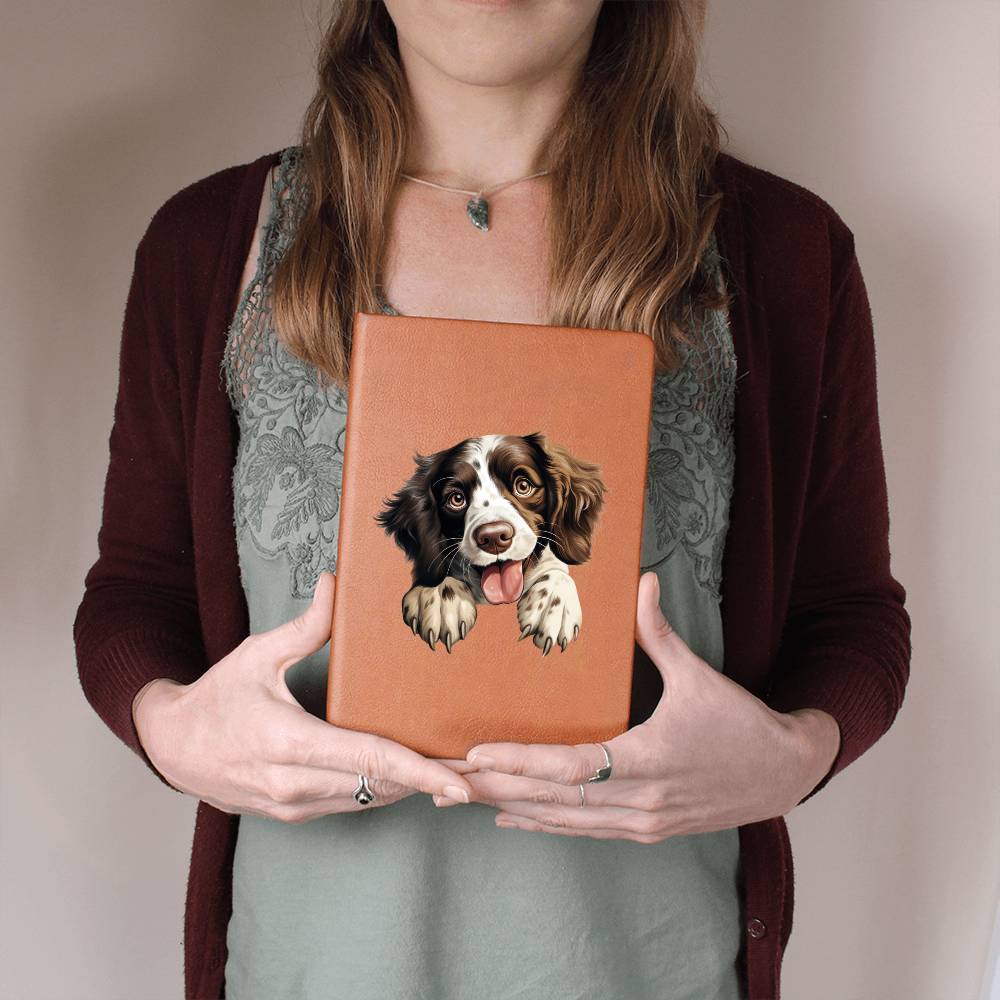 English Springer Spaniel Peeking - Vegan Leather Journal