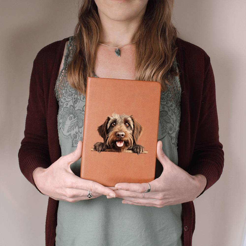 Wirehaired Pointing Griffon Peeking - Vegan Leather Journal