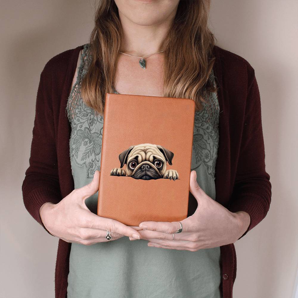 Pug Peeking - Vegan Leather Journal
