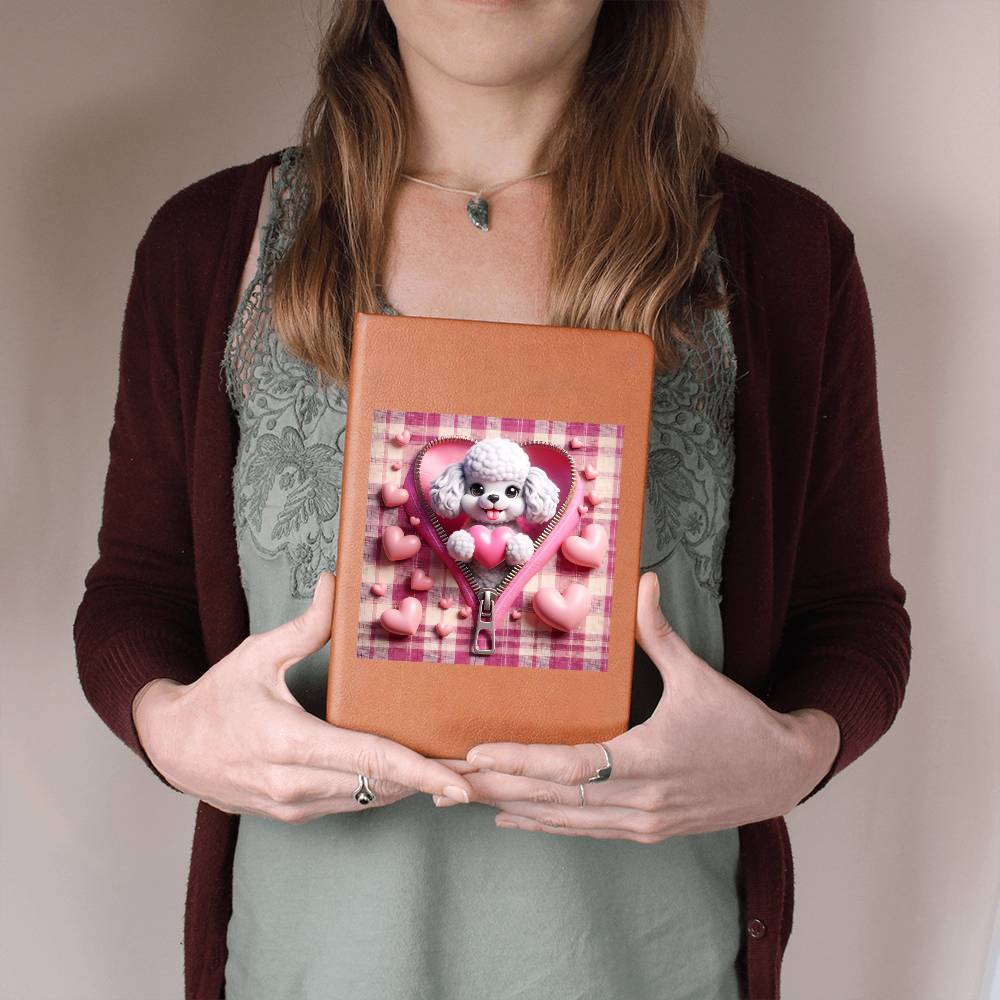 Valentine's Day Dog And Zipper 033 - Vegan Leather Journal