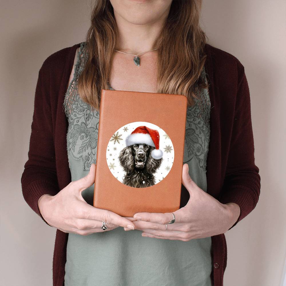 Christmas Dog - Irish Water Spaniel - Vegan Leather Journal