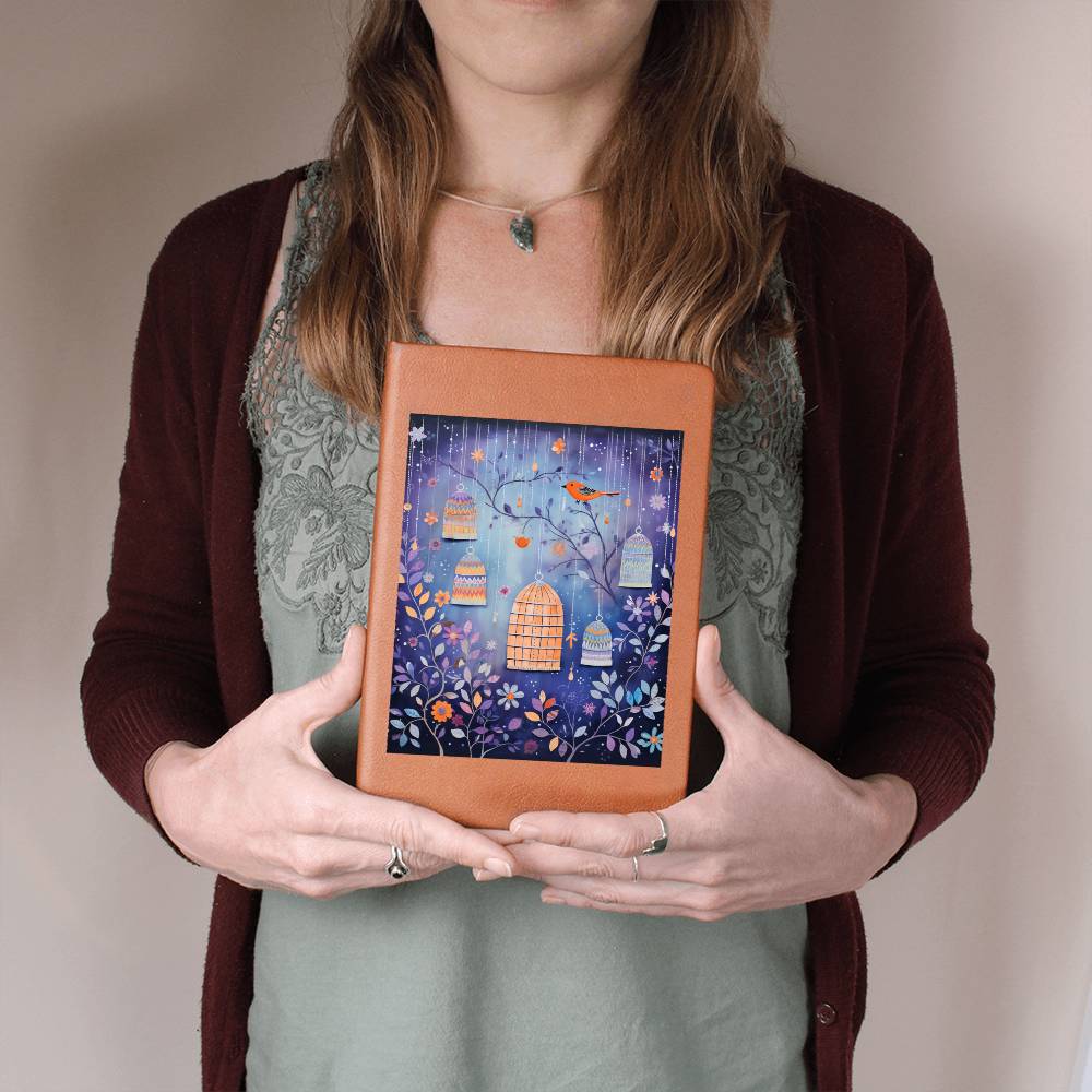 Birds And Floral Design 131 - Vegan Leather Journal