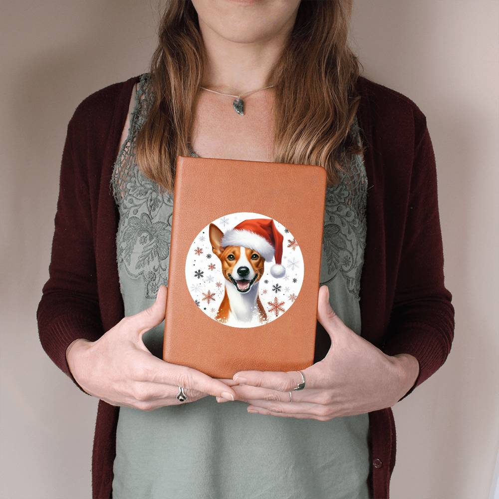 Christmas Dog - Basenji - Vegan Leather Journal