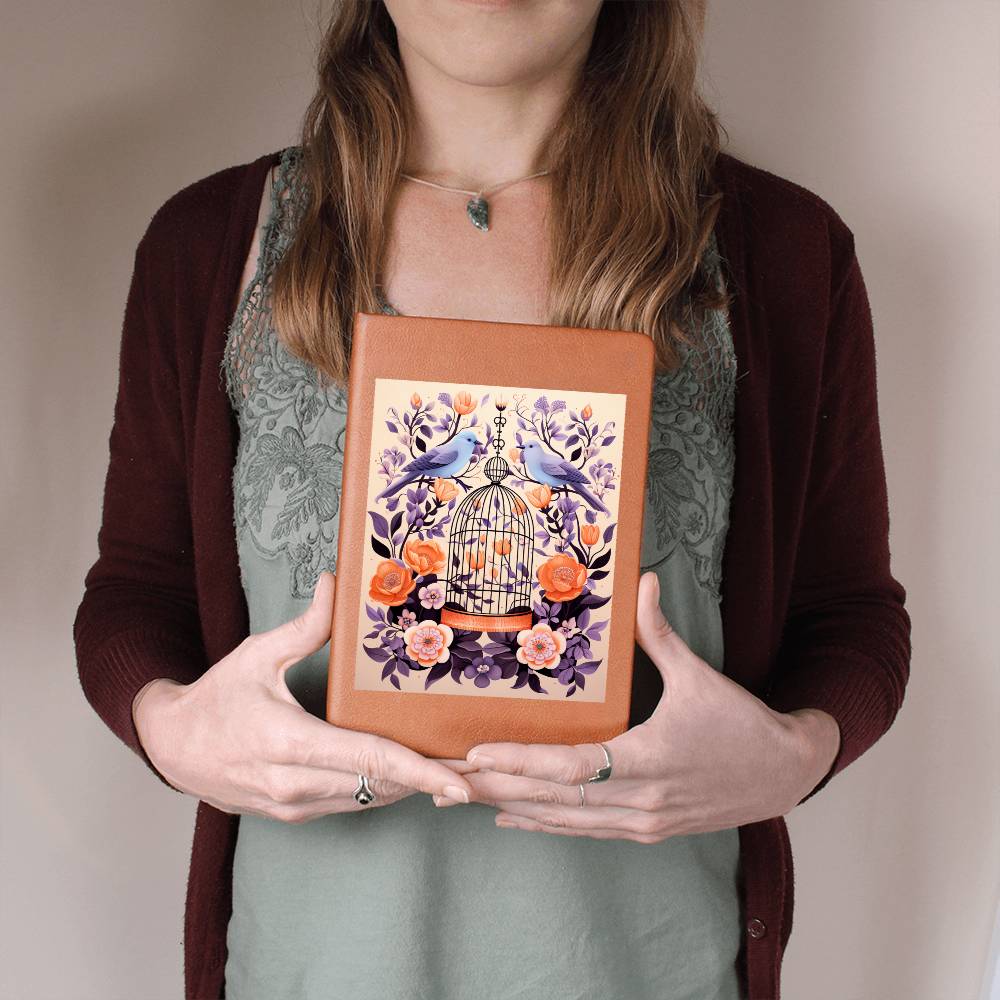 Birds And Floral Design 110 - Vegan Leather Journal