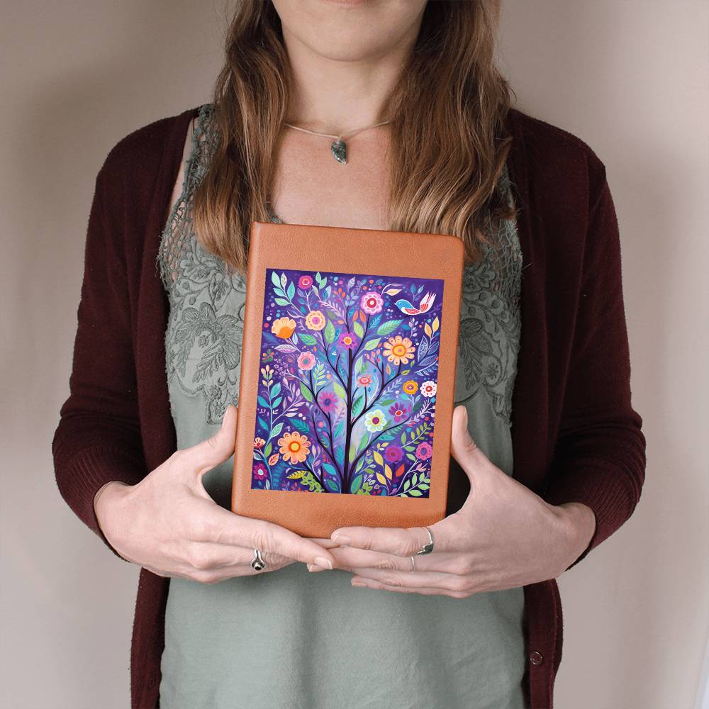 Birds And Floral Design 117 - Vegan Leather Journal