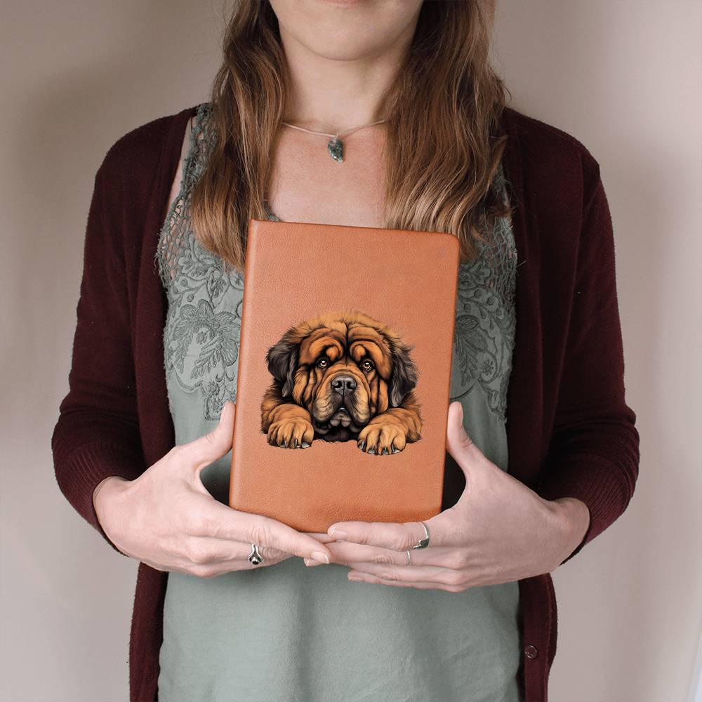 Tibetan Mastiff Peeking - Vegan Leather Journal