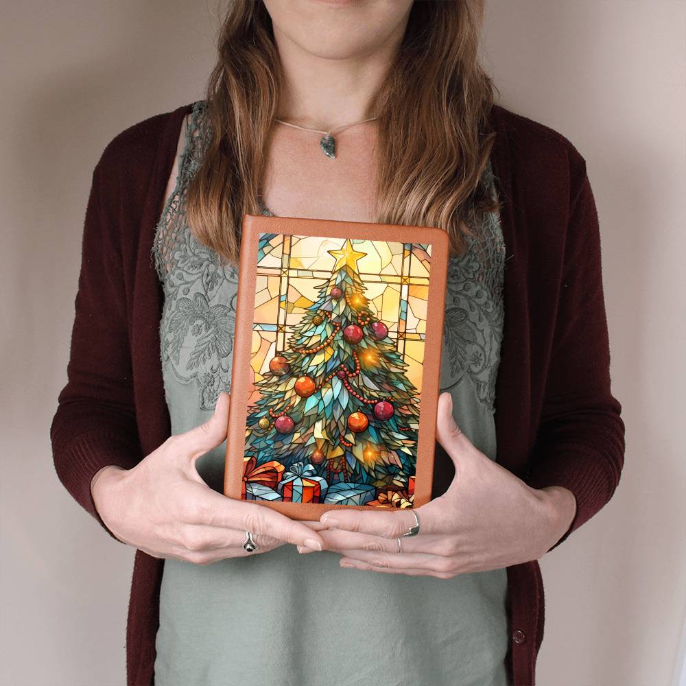 Christmas Stained Glass Design 023 - Vegan Leather Journal