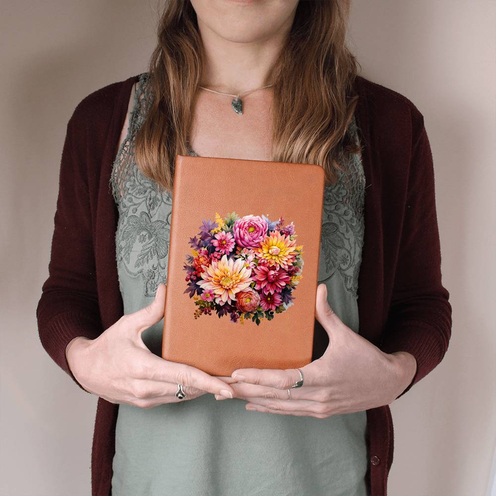 Floral Flower Wreath 043 - Vegan Leather Journal