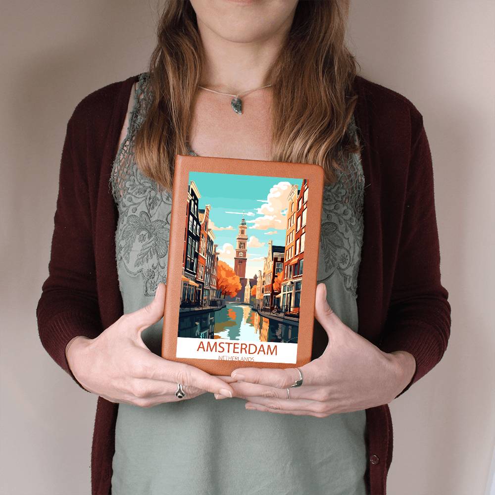 Famous Travel Destinations - Amsterdam, Netherlands - Vegan Leather Journal