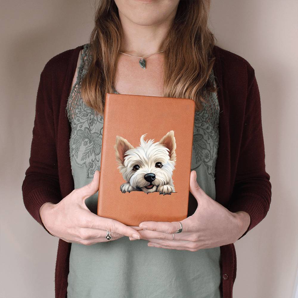 West Highland White Terrier Peeking - Vegan Leather Journal