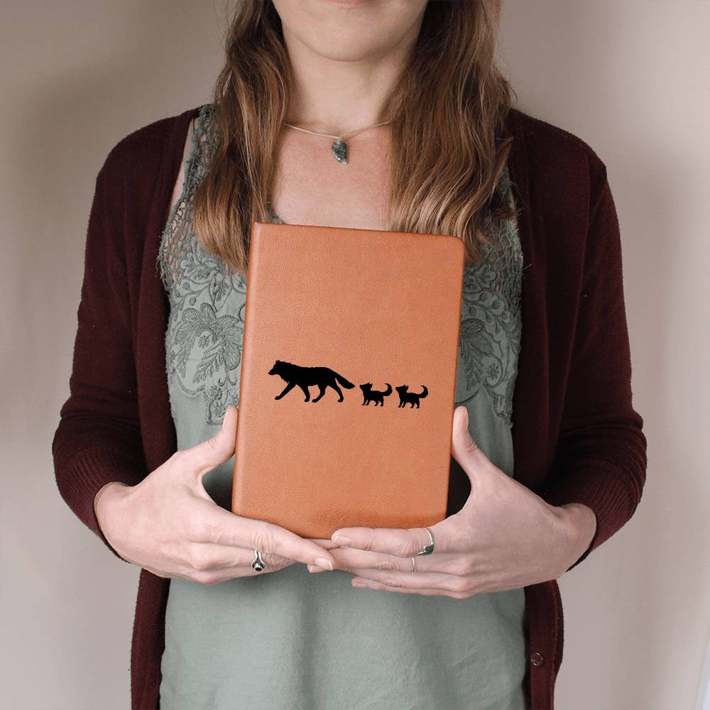 Mama Wolf With 2 Pups - Vegan Leather Journal