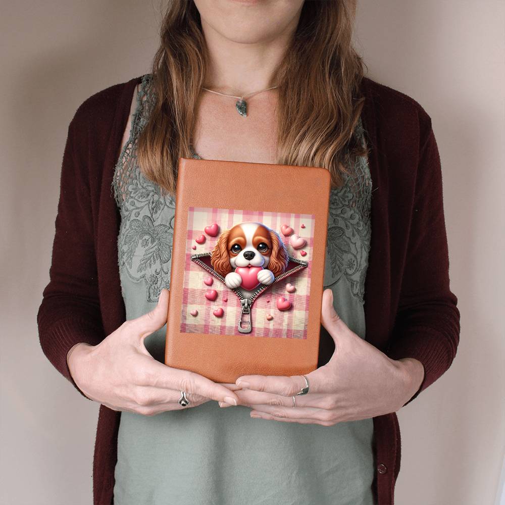 Valentine's Day Dog And Zipper 028 - Vegan Leather Journal