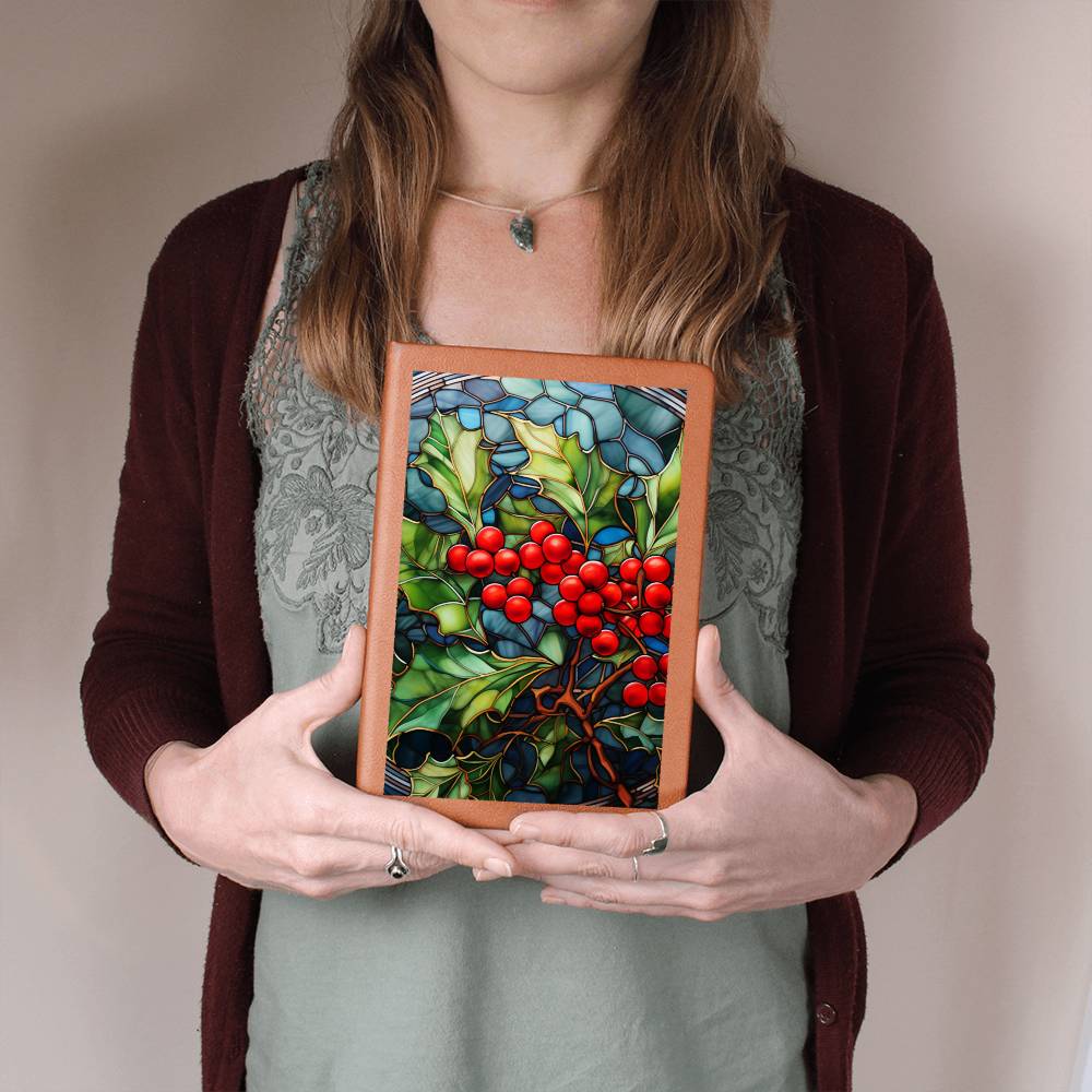 Christmas Stained Glass Design 031 - Vegan Leather Journal