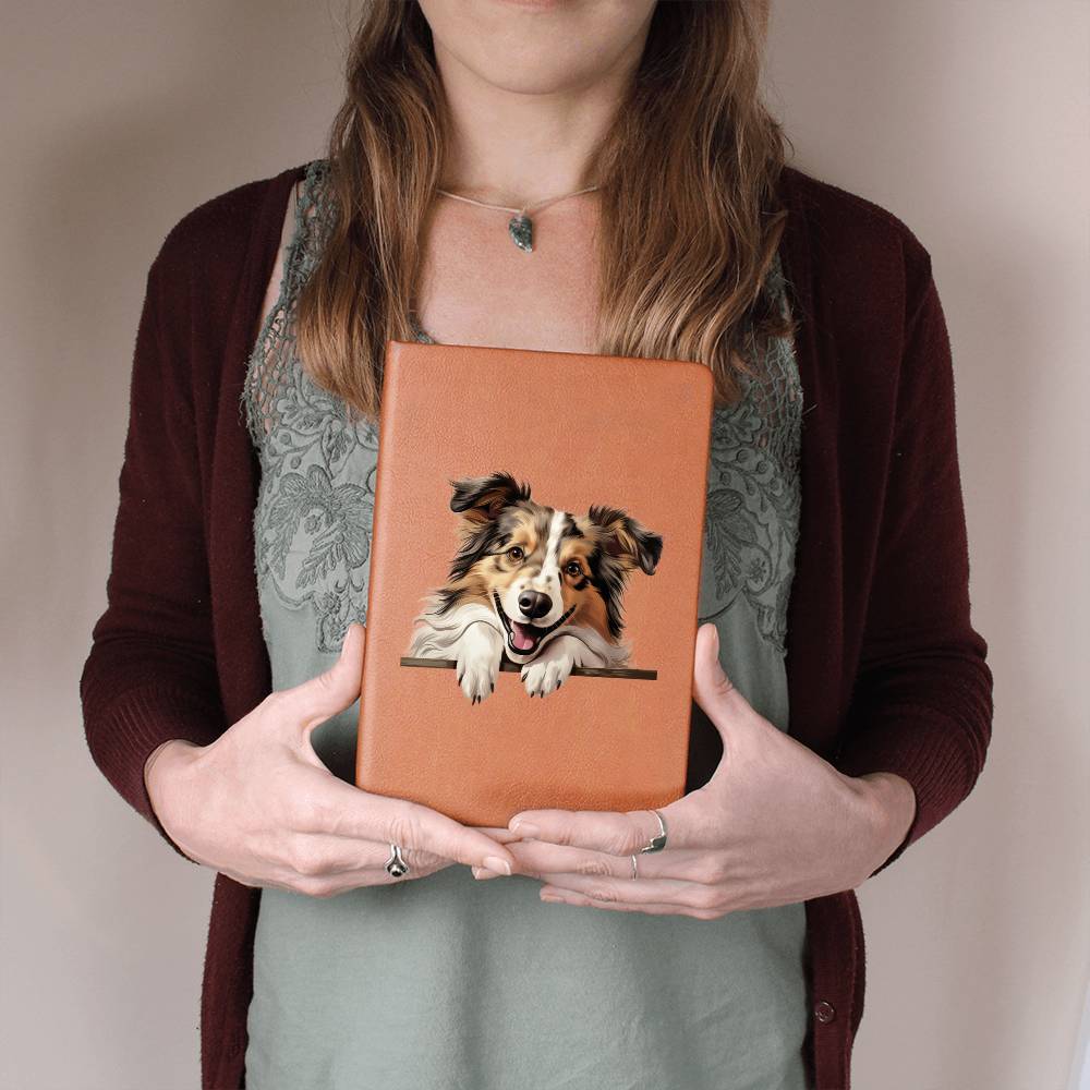 Shetland Sheepdog Peeking - Vegan Leather Journal