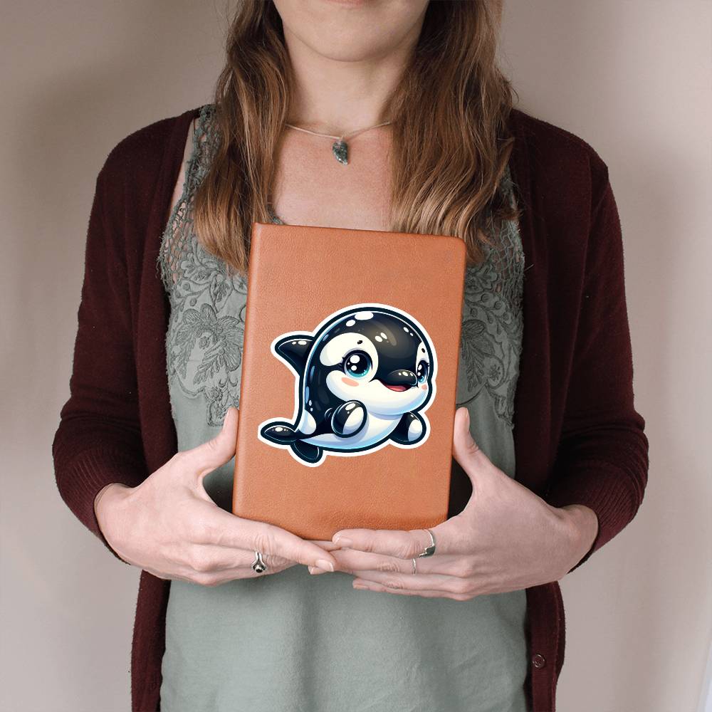 Cute Orca sticker 97 - Vegan Leather Journal