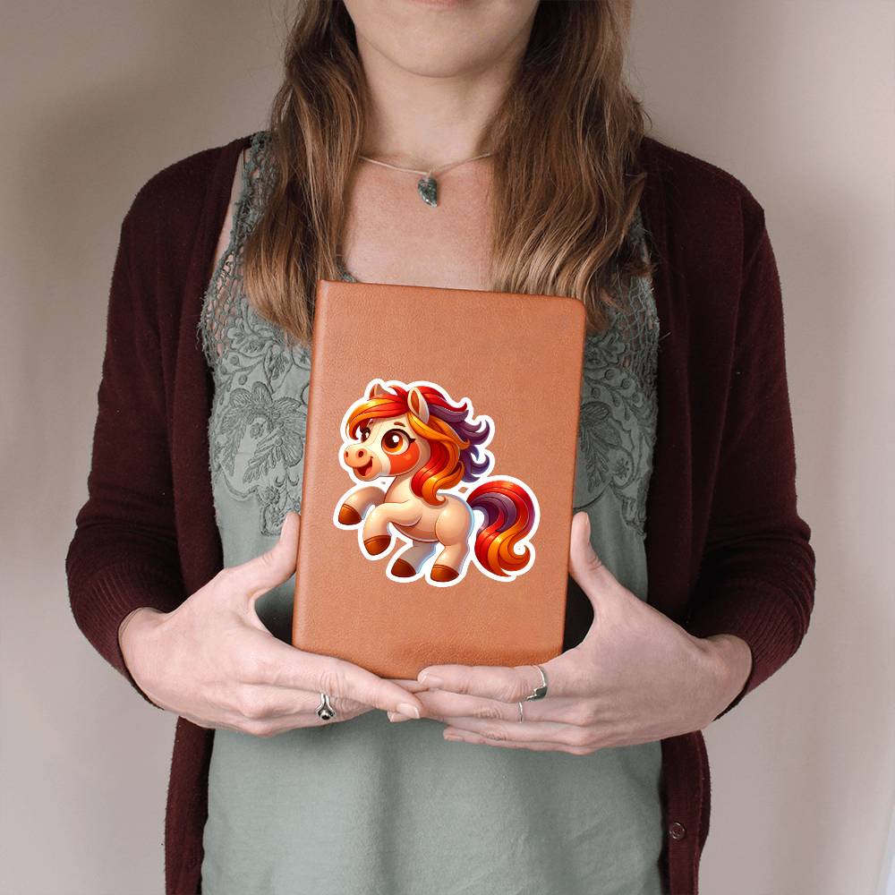 Cute Horse sticker 69 - Vegan Leather Journal