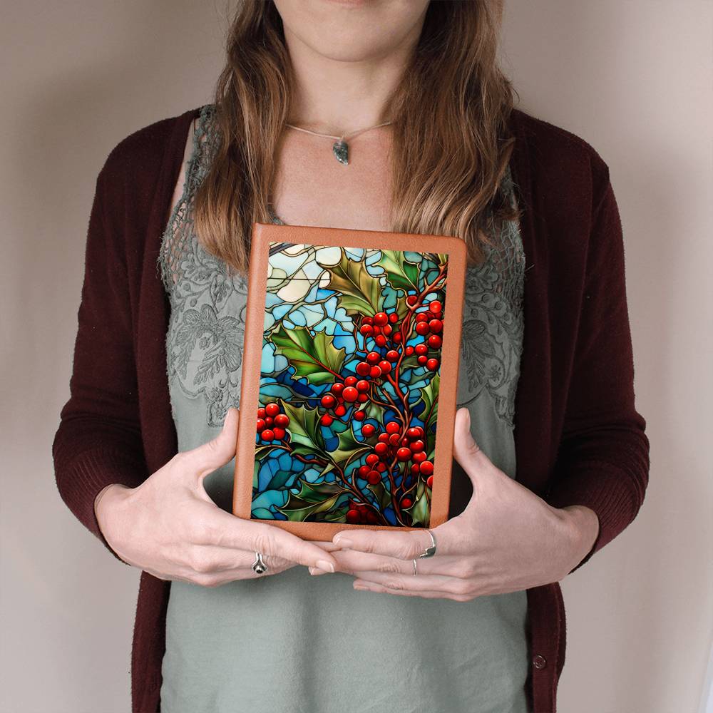 Christmas Stained Glass Design 033 - Vegan Leather Journal