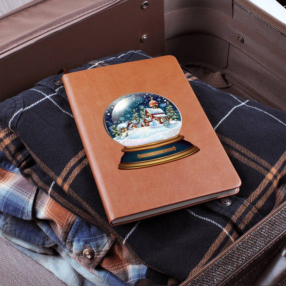Watercolor Christmas Snow Globe 014 - Vegan Leather Journal