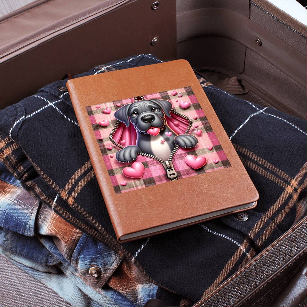 Valentine's Day Dog And Zipper 001 - Vegan Leather Journal