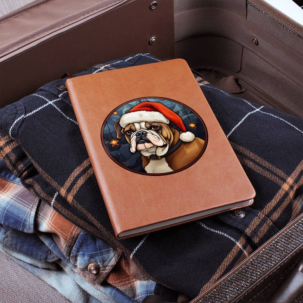 Dog Stained Glass Christmas Design 020 - Vegan Leather Journal